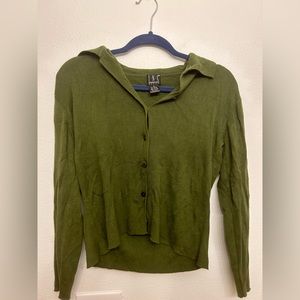 INC international concepts green button up cardigan thin sweater